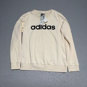 ADIDAS Sweatshirt Womens Medium Oversized Long Sleeve Black Ivory
